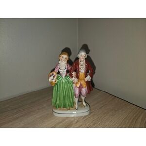 Vintage Made in Occupied Japan Porcelain Colonial Courting Couple Figurine Red